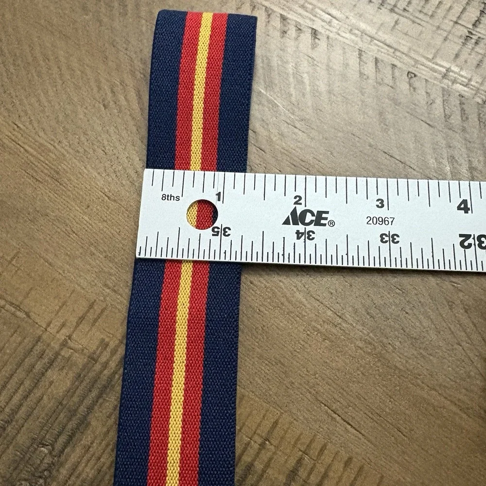 Ralph Lauren Blue Red Yellow Stripe Elastic Belt Hook Buckle Preppy Women 28